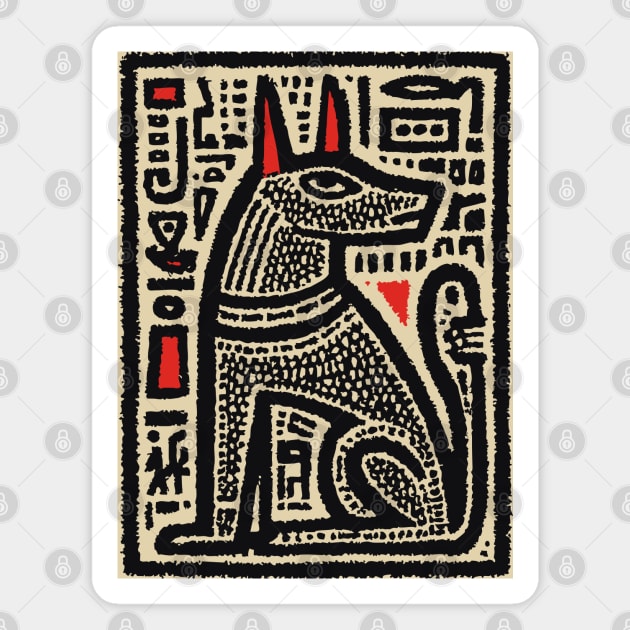 Anubis Psychedelic Woodcut Magnet by TuncGK